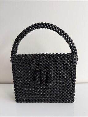 Custom Made Black Beaded Handbag